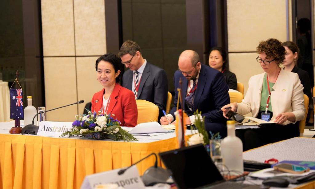 AusASEANEAS's tweet photo. In Vientiane today to co-chair the @ASEAN-Australia Forum and reaffirm Australia's enduring support for #ASEAN centrality and the ASEAN-led regional architecture. We're committed to working with ASEAN to build a peaceful and prosperous region. https://t.co/nwxbrvUWrN