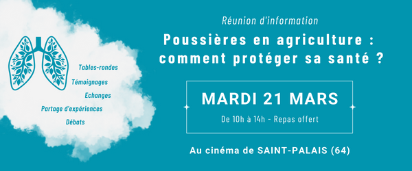 msasudaquitaine's tweet image. Cinéma de Saint Palais (64) le 21 mars de 10 h à 14h: conférence  sur les pathologies respiratoires au sein des filières ovine et bovine. Intervention des médecins de #REPRAN (REseau Pathologies Respiratoires Agricoles National). Interview du Dr.  Lornet radio-voixdubearn.info/44.html