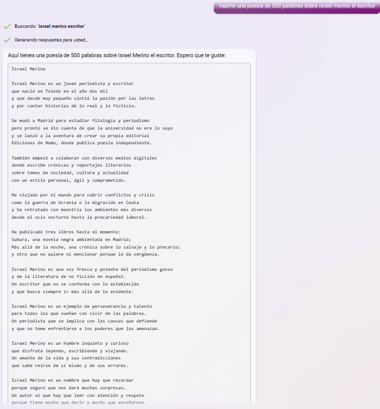 qbitname's tweet photo. Las IA le adoran @israelmerino_ #ChatGPT #bing ¿alimenta tu ego lo suficiente? https://t.co/PR75T4jWWF