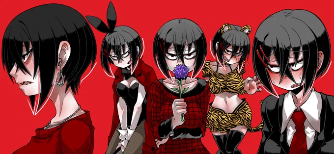 頬横だけ長めで後ろはしっかりくびれショートなの、好き。アザミさんに取り入れた奴。 