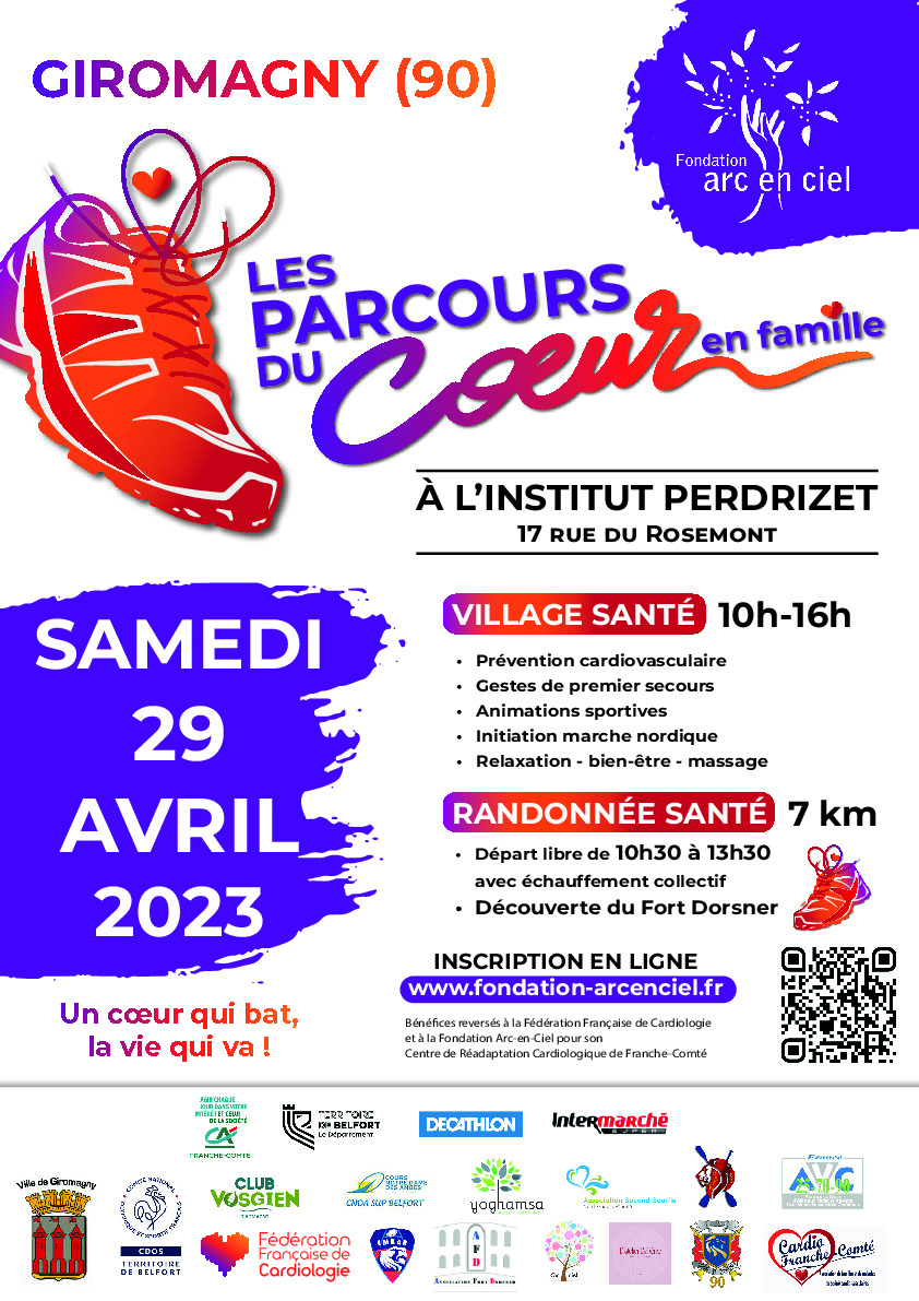 ❤️La Fondation Arc-en-Ciel organise une journée de prévention cardiovasculaire samedi 29 avril de 10h à 16h l’Institut médico éducatif Perdrizet à Giromagny.
 
Plus d'informations sur : fondation-arcenciel.fr
#TerritoireduLion #TerritoireSportif