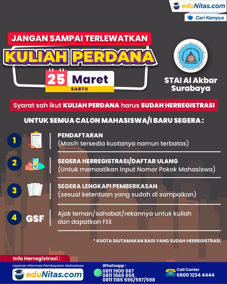 edunitas's tweet photo. Kuliah Perdana Segera Dimulai!

Bagi sahabat eduNitas yang belum mendapatkan kesempatan ini, Yuk untuk daftar sekarang juga! Karena kuota kelas terbatas serta kuota promo pendaftaran 50% semakin terus berkurang.

#kuliahperdana #kuliahkaryawan #kelaskaryawan #edunitas https://t.co/rsWzMxE1Tx