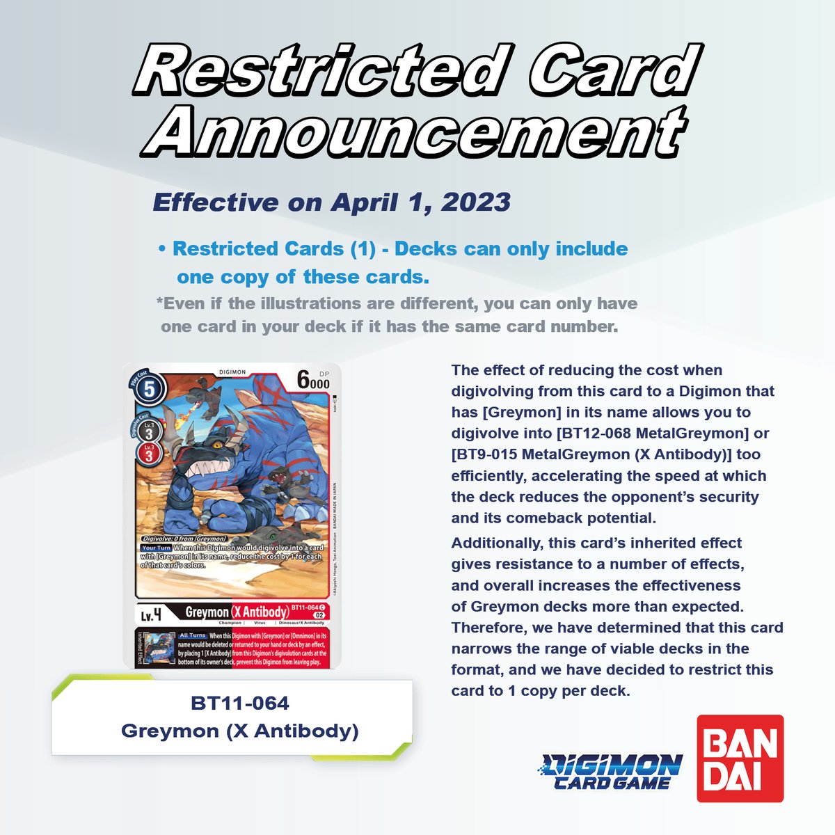 UPDATE: Digimon TCG Global June 1st Ban List Announced