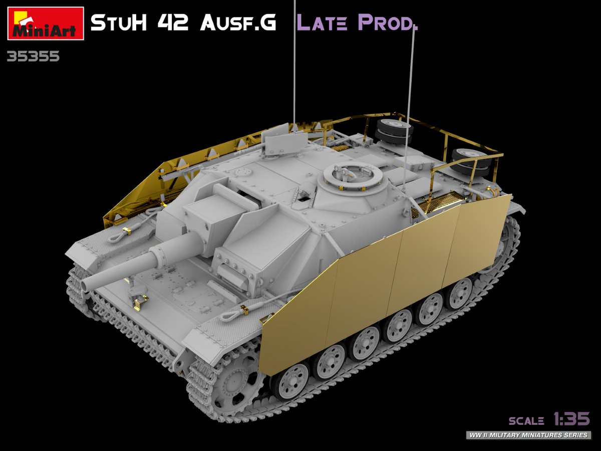 New #MiniArt Kit Coming Soon:
35355 StuH 42 Ausf. G  LATE PROD
miniart-models.com/product/35355/
Plastic Model Kit 1:35 Scale