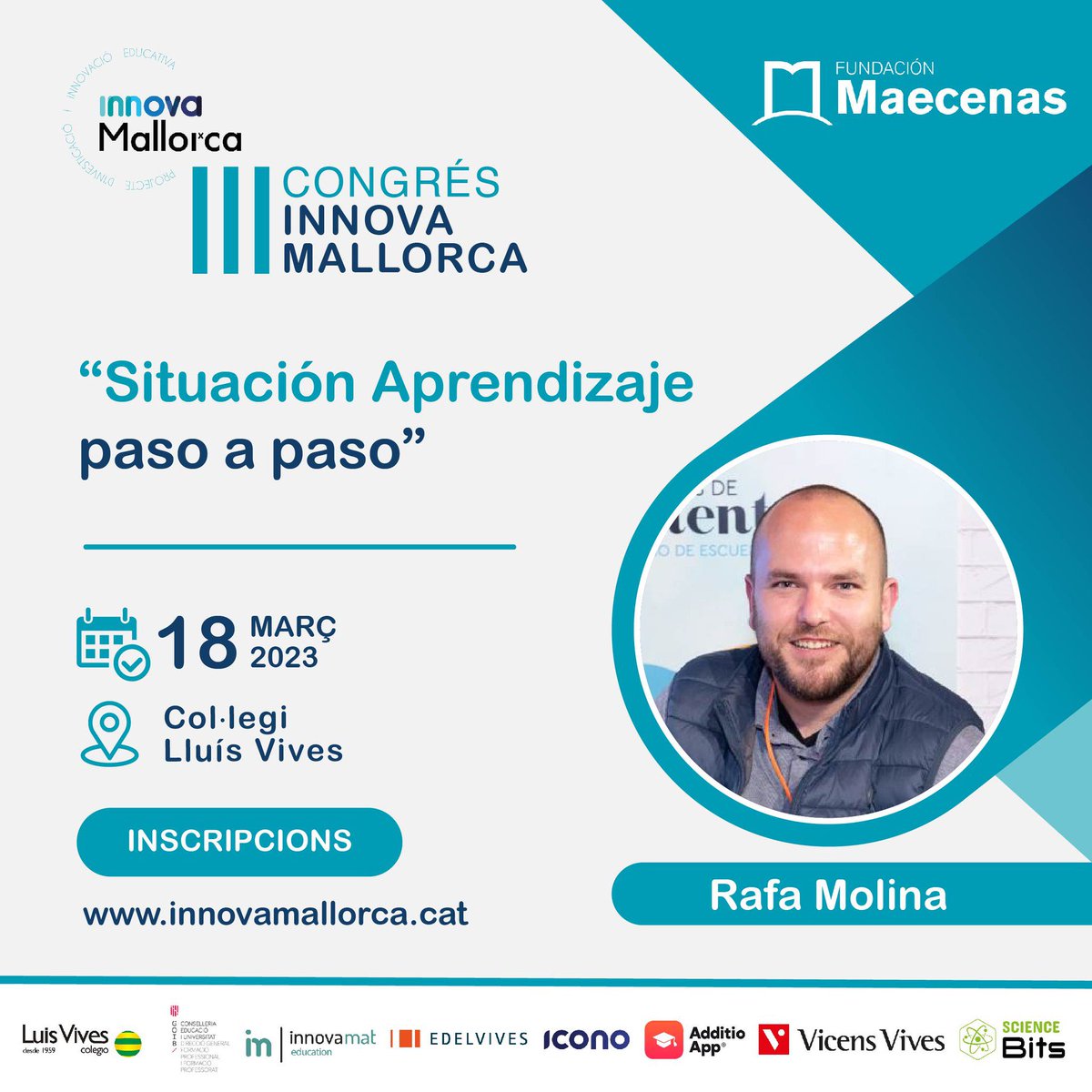 Mañana estaré en <a href="/MallorcaInnova/">Innova Mallorca</a> junto con grandes expertos del sector educativo para hablar sobre #situacionesdeaprendizaje Deseando compartir con todos un gran día.