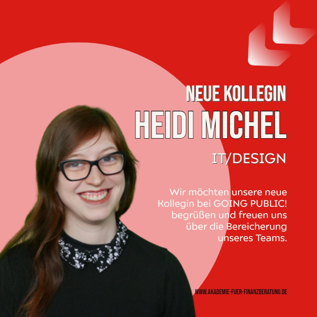 Akademie_FDL's tweet photo. Heute möchten wir ein besonderes Ereignis bei GOING PUBLIC! feiern: die Einstellung einer neuen Kollegin! Wir freuen uns über die Zusammenarbeit mit Frau Heidi Michel.  Sie wird im Bereich IT und Grafikdesign tätig sein.

#goingpublic! #weiterbildungversicherungen #weiterbildung https://t.co/TvpyEDbXSD
