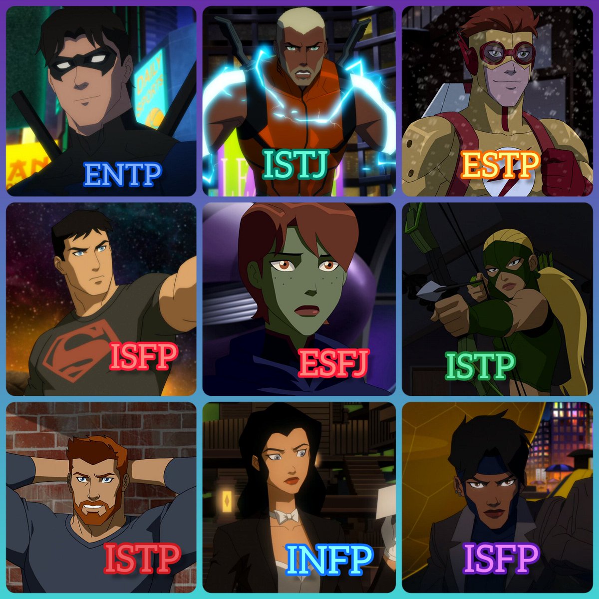 YJ og members of the team #mbti types
Which one is your type ?

#RenewYoungJustice 
#YoungJustice
#YoungJusticePhantoms 
#KeepBingingYJ
#SaveEarth16 
#MoreYoungJustice