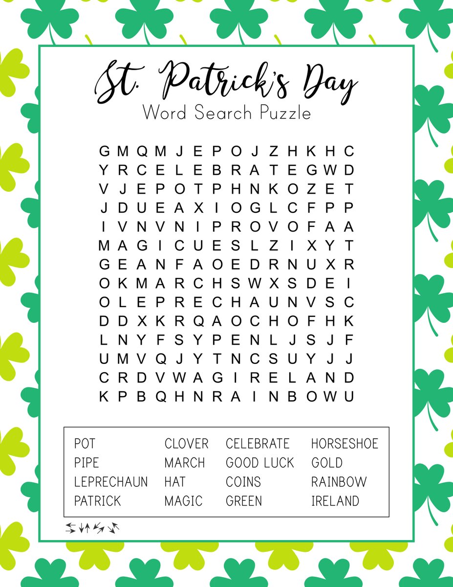 𝗛𝗮𝗽𝗽𝘆 𝗦𝘁. 𝗣𝗮𝘁𝗿𝗶𝗰𝗸'𝘀 𝗗𝗮𝘆 ☘️ 
Word search puzzle 

#ireland #stpatrick #irish #green #stpatrickday #dublin #wordpuzzle
