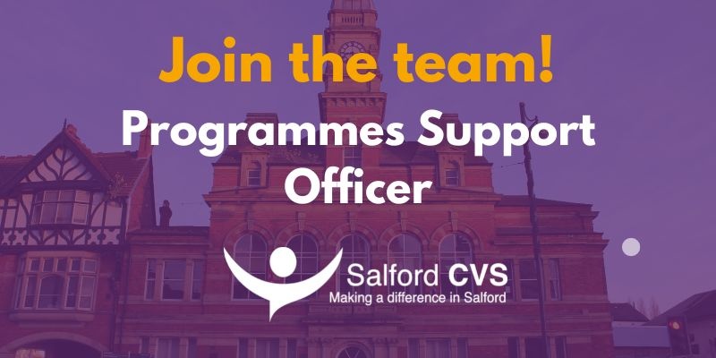 SalfordCVS's tweet photo. Today is the last day to get your application in for this exciting new role at Salford CVS. The Programmes Support Officer will work on a number of programmes including #WellbeingMatter #Answercancer and #SalfordGrants
Apply now: https://t.co/zXYjilg7Jm https://t.co/Ri7jbEes7u