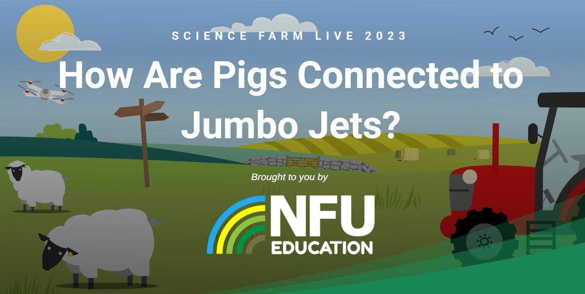 Join <a href="/NFUEducation/">NFU Education</a> today at 11am for the last Live Lesson of #BSW23!

Today's lesson is 'How are pigs connected to jumbo jets?' 🐷🚀. Children will meet Flavain the pig farmer, and his dog Rex. 

Click here to sign your class up: livestream.co.uk/pig-farm/