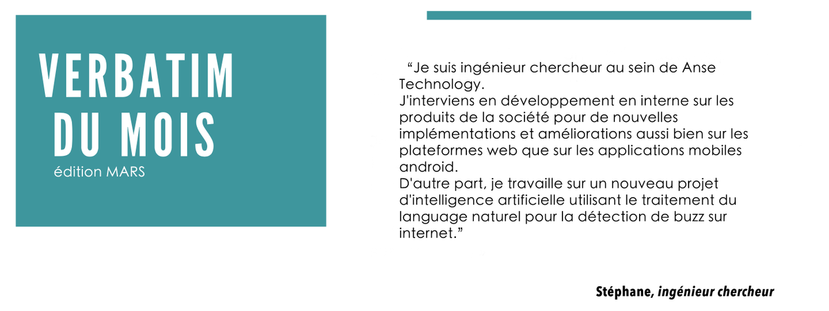 AnseTechnology's tweet image. 🔍 Tous les mois nous publions un verbatim afin de mettre en avant nos collaborateurs et leurs projets. 

Aujourd&apos;hui, découvrez le verbatim du mois, celui de Stéphane ! 🤓💼

👉🏼 Tous les verbatims sont sur notre site Internet : buff.ly/3xjDrfw

#employes #verbatims