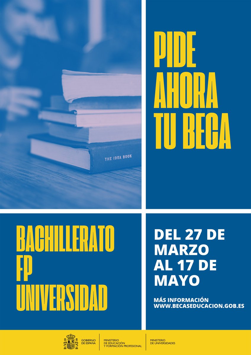 ¡¡IMPORTANTE!! Ya está en el BOE el anuncio de #becasMEC para el próximo curso 2023/24
El plazo es del 27 de marzo al 17 de mayo.¡OJO! Que no se te pase,ten en cuenta que es para el próximo curso PERO SE PIDE AHORA
Info en becaseducacion.gob.es/becas-y-ayudas…
#BECAS #becas2023 @educaciongob