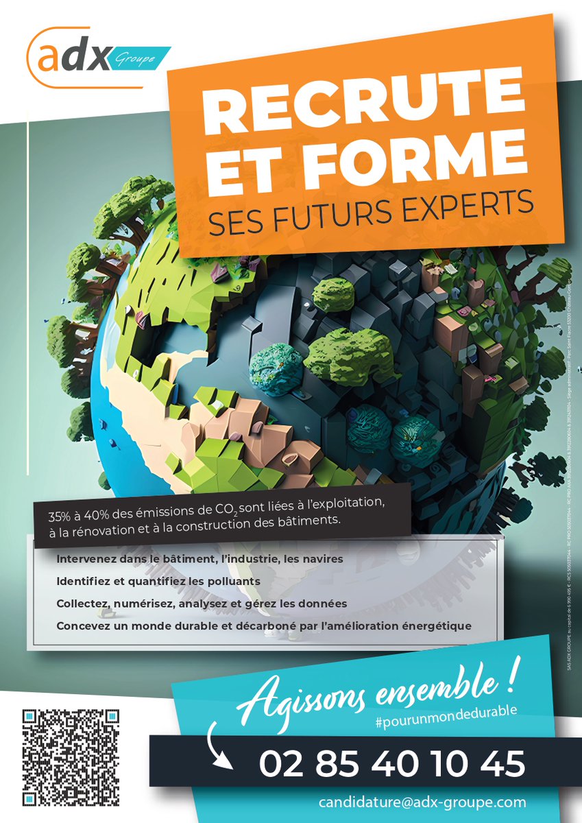AdxGroupe's tweet image. 📣 ADX recrute au salon big bang-emploi à Laval (53) @paysdelaloire 

Rejoindre ADX Groupe, c’est s’engager dans une entreprise soucieuse de l’environnement qui cherche à concevoir un monde durable !

Pour plus d’informations 👉🏻 nosemplois.fr/big-bang-laval/

#recrutement #adxgroupe