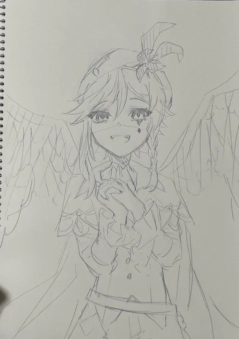 最近イラスト描けてないので闇ウェンティでも描きますか 
