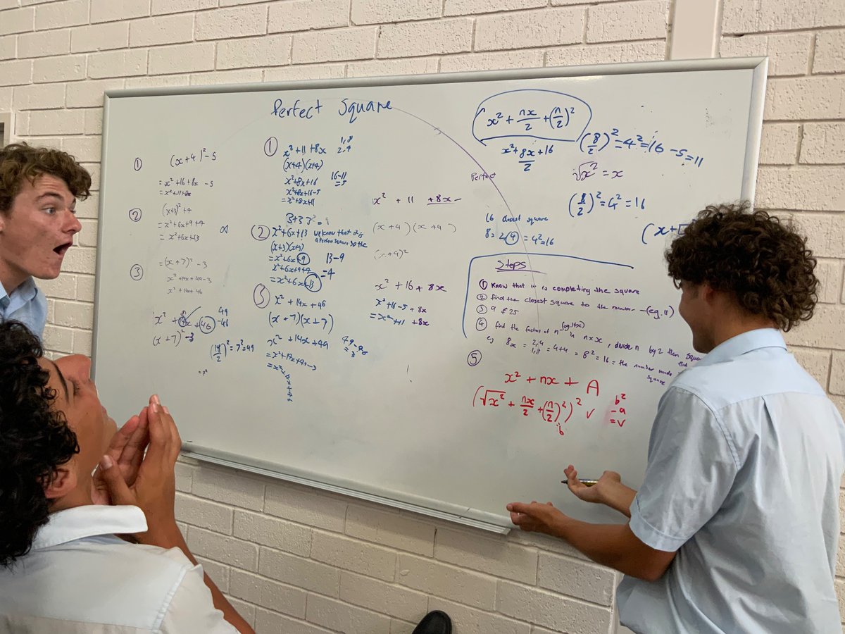 Hcoops76's tweet photo. Completing the square by INQUIRY, using BTC principles. Such a pleasure to watch them think, figure it out and teach themselves #buildingthinkingclassrooms #peterlilejedahl https://t.co/FQZgUBr5ni