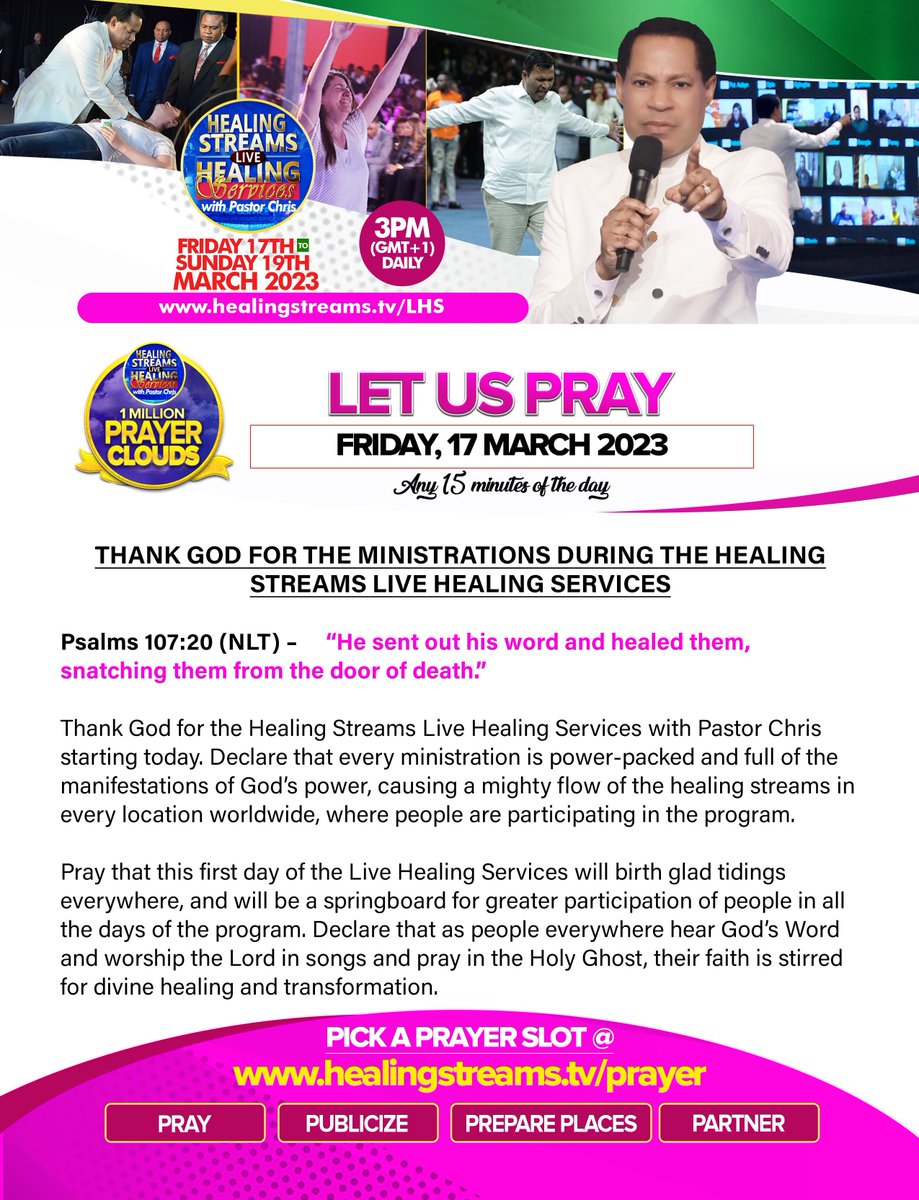 HEverywhere_'s tweet photo. FRIDAY, 17 MARCH 2023:  THANK GOD FOR THE MINISTRATION DURING THE HEALING STREAMS LIVE HEALING SERVICES

Join the Healing Streams 1 Million Prayer Clouds now at https://t.co/ojhlcSnmUP

To give towards HSLHS, kindly go to https://t.co/6tRruMOxRM

#HSLHSwithpastorchris
#HSLHS https://t.co/nplmIP7lMK