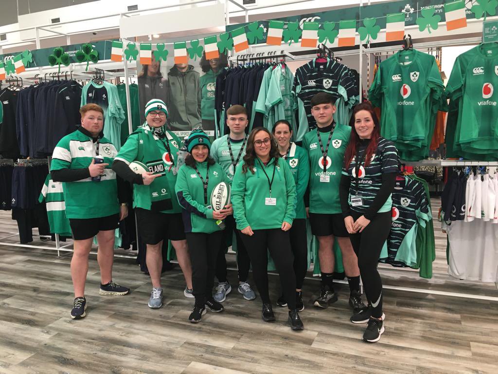 Happy #StPatrickDay ☘️ Our teams are showing their support for @IrishRugby as they go in search of a Grand Slam 🏆 Proud to be Official Sports Retail Partner of the IRFU 💚 Celebrate with an Extra 20% off Flash Sale on EVERYTHING today, yes everything! In-store and online!