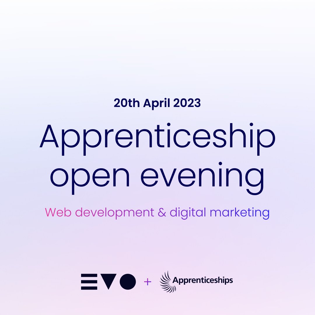 Interested in a web development or digital marketing apprenticeship? Or know anyone who is?

Then save the date! Thu 20th April. We’re running an Apprenticeship Open Evening. Evo Agency HQ in Taunton. 

Find out more: careers.evo.agency/pages/early-ca…

#apprenticehships