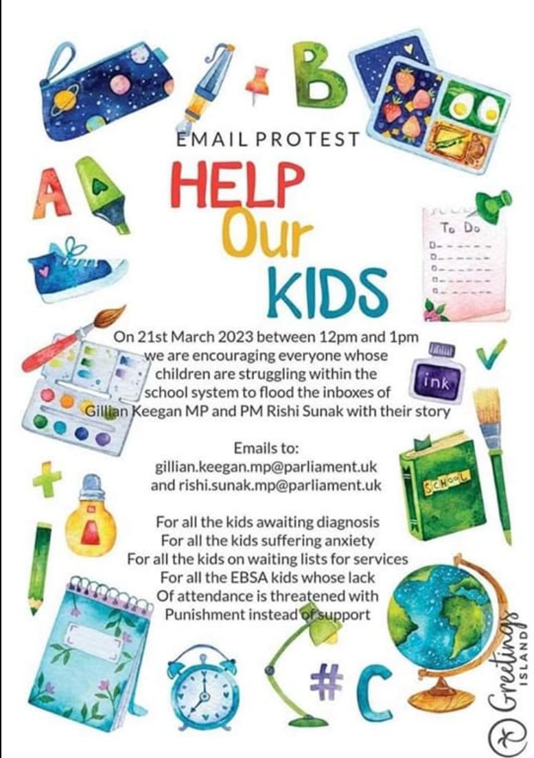 Help our kids. Email protest. Please pass on.

#SchoolAttendance #SEND #Autism #Children #Disabled #UK