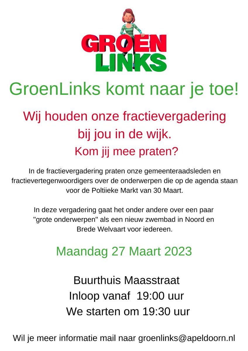 GroenLinks komt naar je toe! #groenlinks #maasstraat #apeldoorn #apeldoornzuid