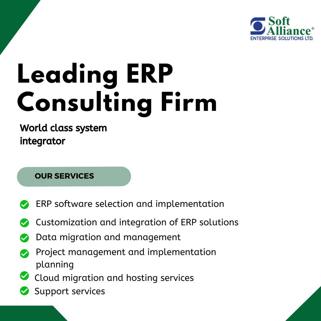 Join the ranks of successful companies worldwide with our top-tier ERP consulting and system integration services. 
Let us help you optimize your operations and drive growth today!

#ERPConsulting #SystemIntegration #BusinessGrowth #softallianceerp