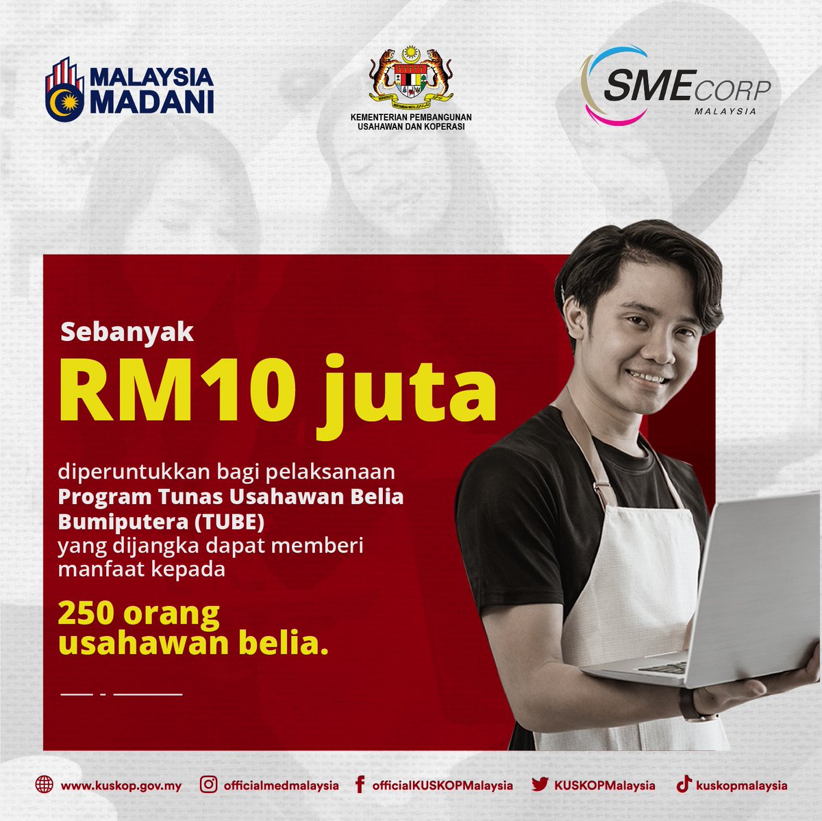 KUSKOPMalaysia's tweet photo. Kementerian Pembangunan Usahawan dan Koperasi (KUSKOP) menerusi agensi-agensinya telah menyediakan pelbagai dana khusus dan latihan keusahawanan pada tahun 2023 bagi membantu usahawan belia untuk meneruskan kelangsungan perniagaan mereka. https://t.co/jx44rUPe8t