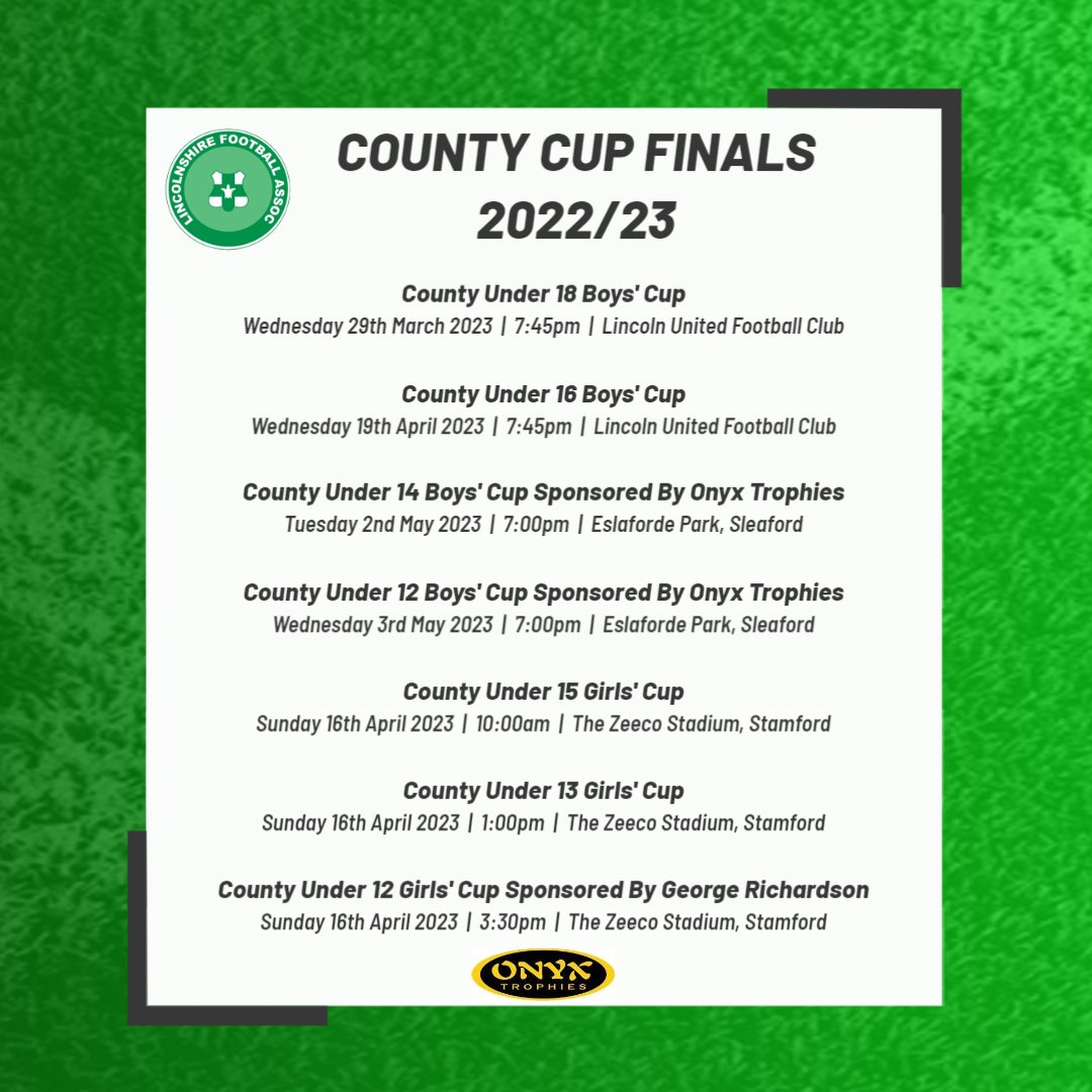 🏆 A reminder of the all important dates for this season's Lincolnshire FA County Cup Finals! 

To purchase your tickets, click here 👉 lincolnshirefa.com/news/2023/feb/…