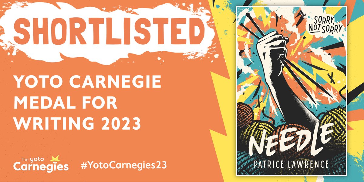 We are over the moon to announce that Needle by @LawrencePatrice has been shortlisted for the Yoto Carnegie Medal for Writing 2023. Congratulations Patrice! #YotoCarnegies23