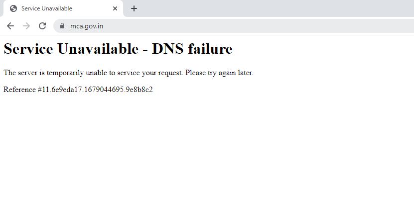 DimpleJariwala6's tweet photo. Dear @MCA21India
MCA DNS failure while trying to login V2 or V3 MCA portal. Unable to even Login #MCADNSfailure #techsupport #mcaerror #CSTwitter #mca #V3Error https://t.co/BBf8QFySII