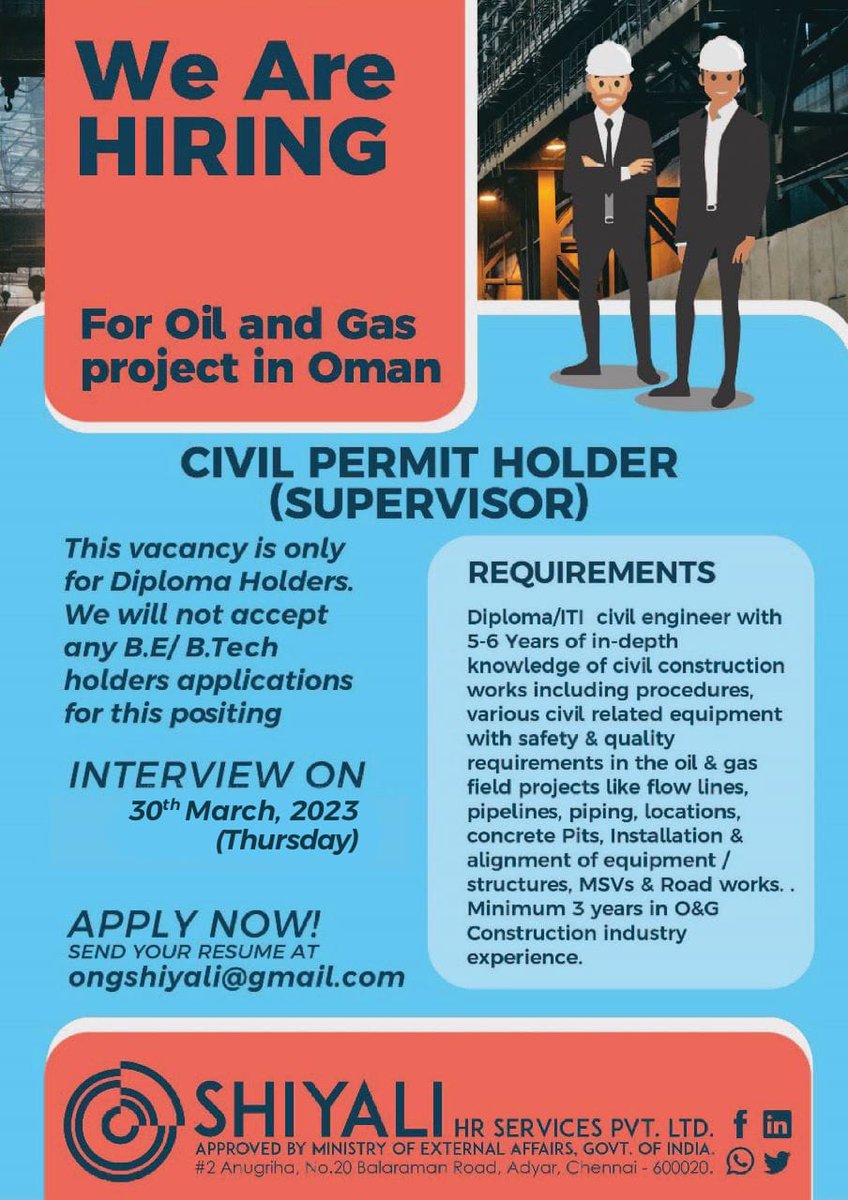 HR_SHIYALI's tweet photo. #SHIYALI #JOB # OMAN #CIVIL #PERMIT #HODER #SUPERVISOR #CONSTRUCTION #PROCEDURES #CONCRETE #STRUCTURES #EQUIPMENTS https://t.co/TMSRJWicEK