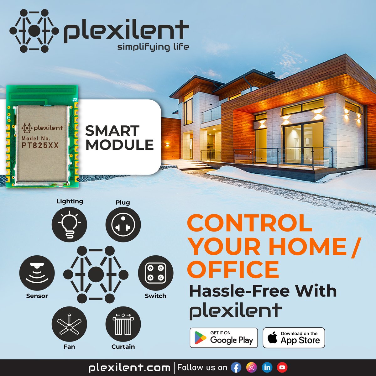 lumens_tech's tweet image. Experience ultimate security and connectivity with the Plexilent Smart Module. 
Available on Google Play Store And App Store.
.
Follow @plexilent to know more.
.
#SmartHome #HomeAutomation #SmartLiving #ConnectedHome #SmartTechnology #IoT #SmartDevices #HomeTech #SmartHouse