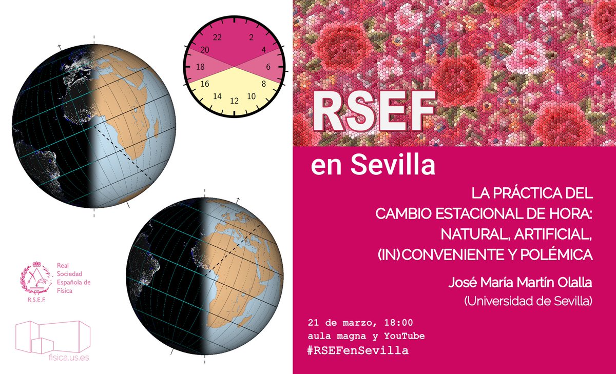 Si queréis saber mucho más sobre este polémico asunto, tenéis una cita con nuestro experto <a href="/MartinOlalla_JM/">JM Martín-Olalla, martin-olallajm.bsky.social</a>, 21-mar en nuestro ciclo #RSEFenSevilla.
"La práctica del cambio estacional de hora" a las 18:00 en <a href="/fisicaUS/">Facultad Física US</a> y youtube.com/@fisica_US.
Más info: fisica.us.es/divulgacion/RS…