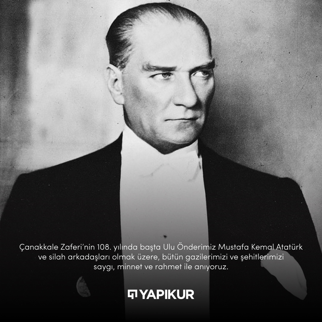 YAPIKUR's tweet photo. Çanakkale Zaferi’nin 108. yılında başta Ulu Önderimiz Mustafa Kemal Atatürk ve silah arkadaşları olmak üzere, bütün gazilerimizi ve şehitlerimizi saygı, minnet ve rahmet ile anıyoruz.

#Yapıkur #18Mart #ÇanakkaleZaferi https://t.co/UnQv8x6QWh