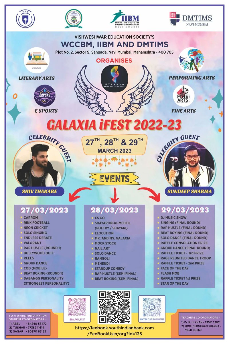 IndiraIIBM's tweet photo. Galaxia Ifest 2023 - Complete Itinerary
Celebrity Guests: @shivthakare9 and @sundeep.sharma
#galaxiaifest #galaxia #wccbm #indiraiibm #ves #dmtims #shivthakare #sundeepsharma https://t.co/M8x0CLvtbs