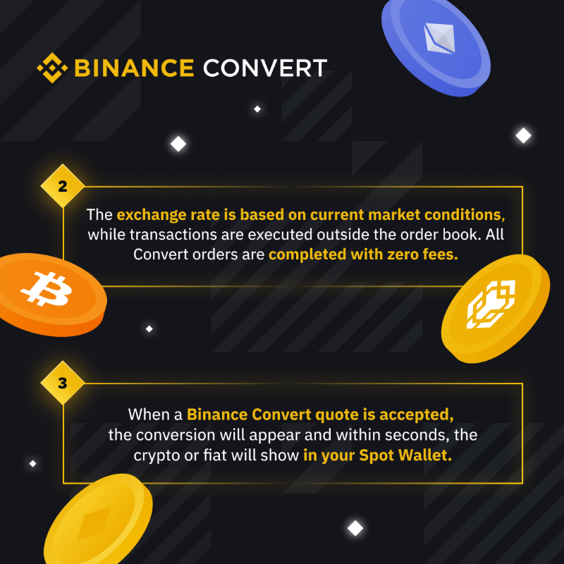 binance's tweet photo. If you're looking for a quick and easy way to swap your digital assets for other cryptos or fiat currencies, #Binance Convert is your answer.

Swipe to find out why 👉