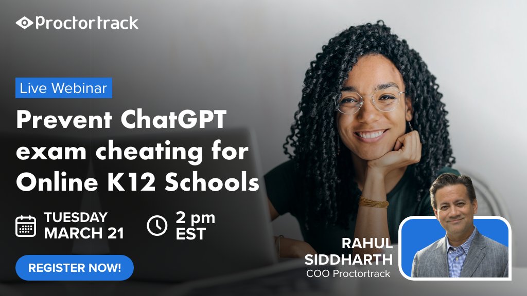 Webinar on Tuesday | March 21 - Prevent #ChatGPT exam cheating for Online #k12schools.

ecs.page.link/wmuoB

#k12education #k12 #edtech #onlineexams #proctoronlineexam #onlinelearning #opensource #OpenedXCommunity  #education #universities  #remoteproctoring  #chatbot
