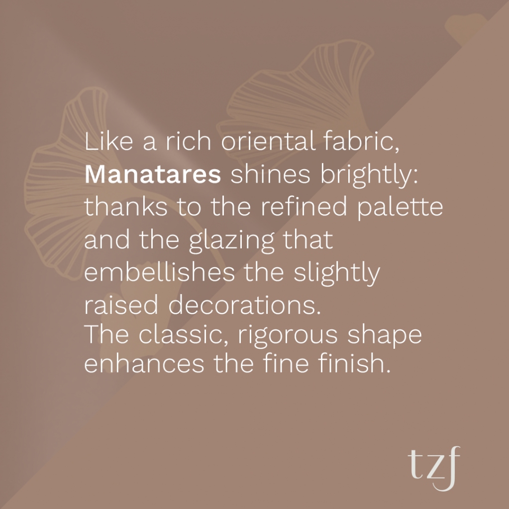 terzofoco's tweet photo. Like a rich oriental fabric, Manatares shines brightly: thanks to the refined palette and the glazing that embellishes the slightly raised decorations. The classic, rigorous shape enhances the fine finish. https://t.co/AcmiIpCogz
