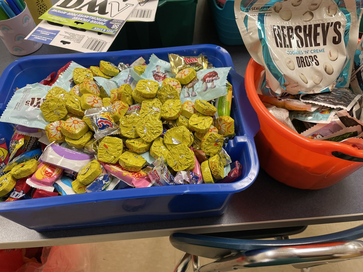 borri_mary's tweet photo. First pic is of how much the teachers needed candy this week. Second is of how much I bought for the last week before break!! #cridgepride #springbreakiscoming https://t.co/NFdIvSSnso