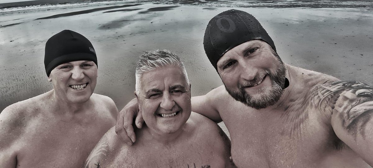 Good dip this morning at Caswell Bay with Jez and Mike #veterans #MentalHealthAwareness #wimhof
