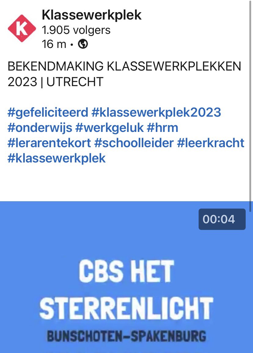 Yes! Ook CBS Het Sterrenlicht is Klassewerkplek 2023!  #werkgeluk #welbevinden #trots