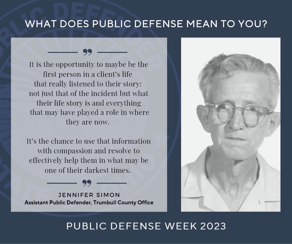 OH_PubDefend's tweet photo. #TeamOPD members are sharing what public defense means to them during #publicdefenseweek. Thank you for sharing, Jennifer! #gideon@60 https://t.co/uD01rpXL43