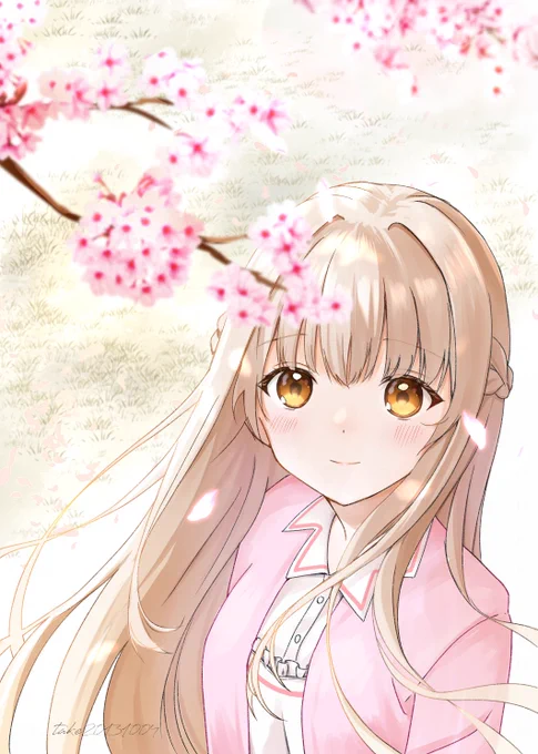 「私……ちょっとだけ、桜が好きになりました」#お隣の天使様にいつの間にか駄目人間にされていた件 #お隣の天使様 #ファンアート 