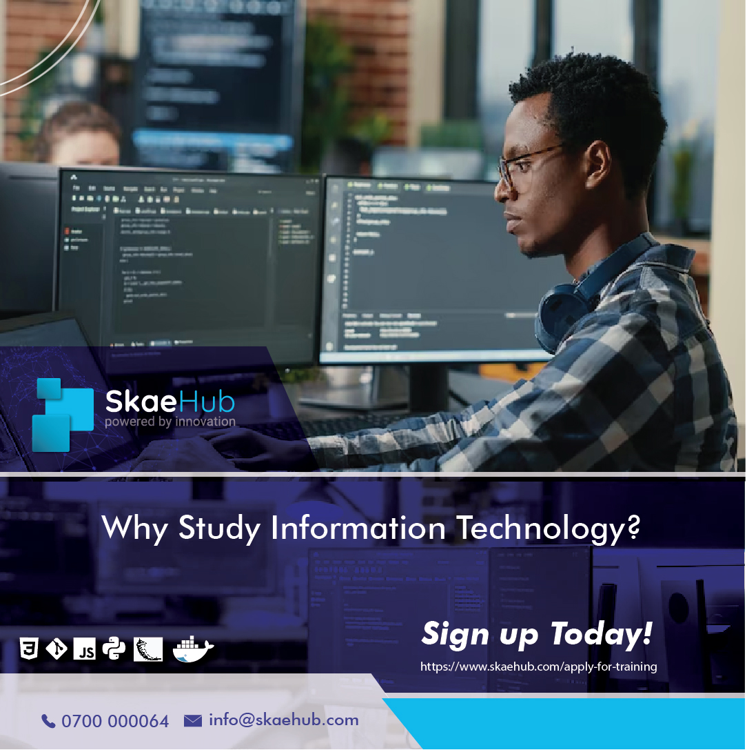 SkaeHub's tweet photo. Studying Information Technology (IT) can provide many benefits and opportunities, both professionally and personally. 
Here are some reasons why studying IT can be valuable:
High Demand.
Lucrative Career Opportunities.
Versatility.
Innovation.
Flexibility.
Personal Growth. https://t.co/fg4JWUoDoM