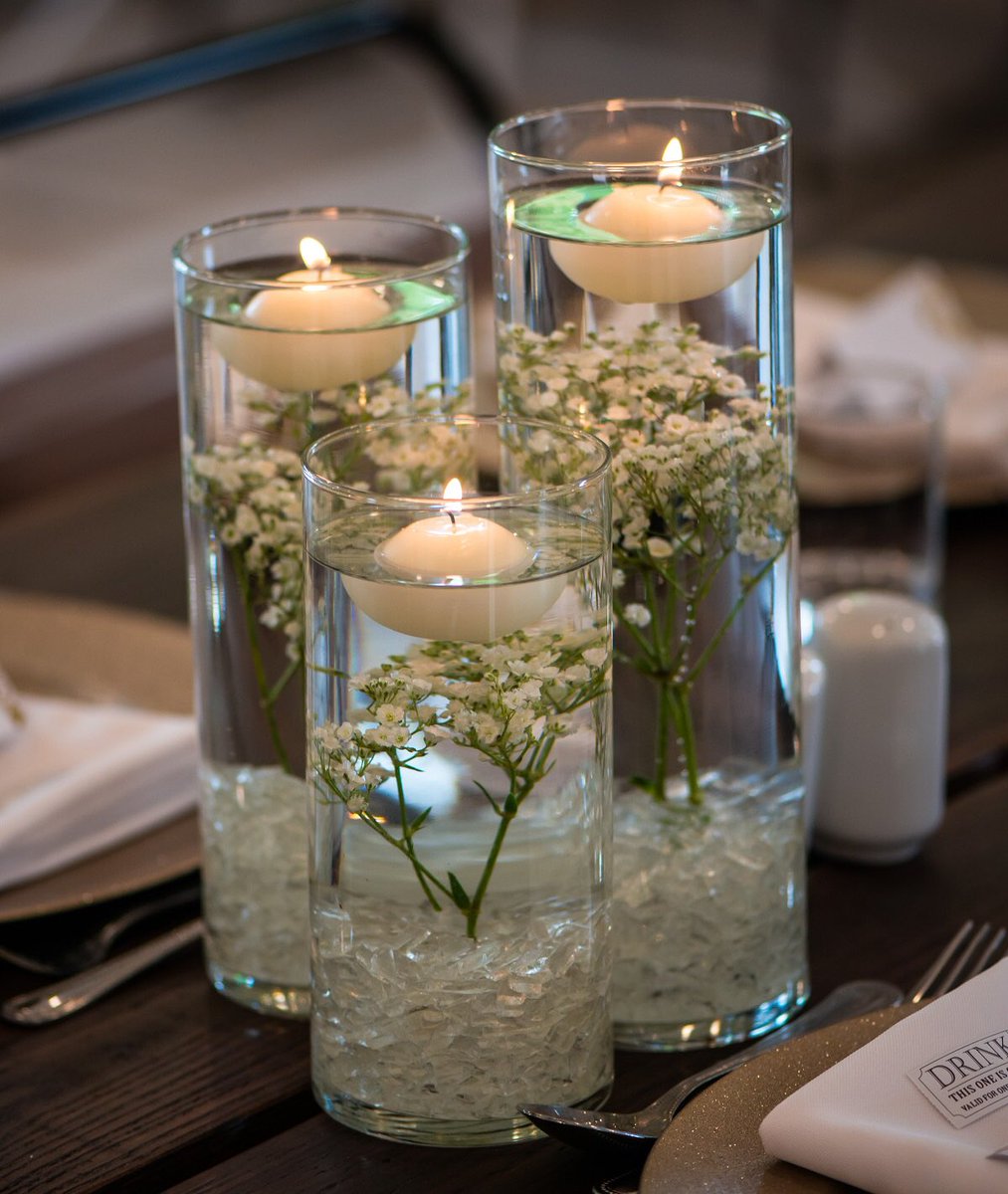 Don't these look great?! The floating candles were featured on guest tables at a wedding last year.
 #weddingtabledecor #devonweddingvenue #weddingbarn