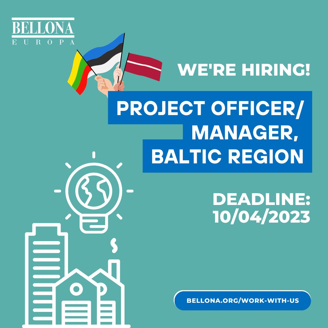 Bellona_EU's tweet photo. 📢We are #hiring! 
We are looking for a Project Officer/Manager with a focus on the Baltics to join the Brussels team!
Want to help us strengthen our action in Europe? Apply today!👇 
https://t.co/ami36wQbIz 

🗓️Deadline: April 10 https://t.co/2kWDqAoaRW