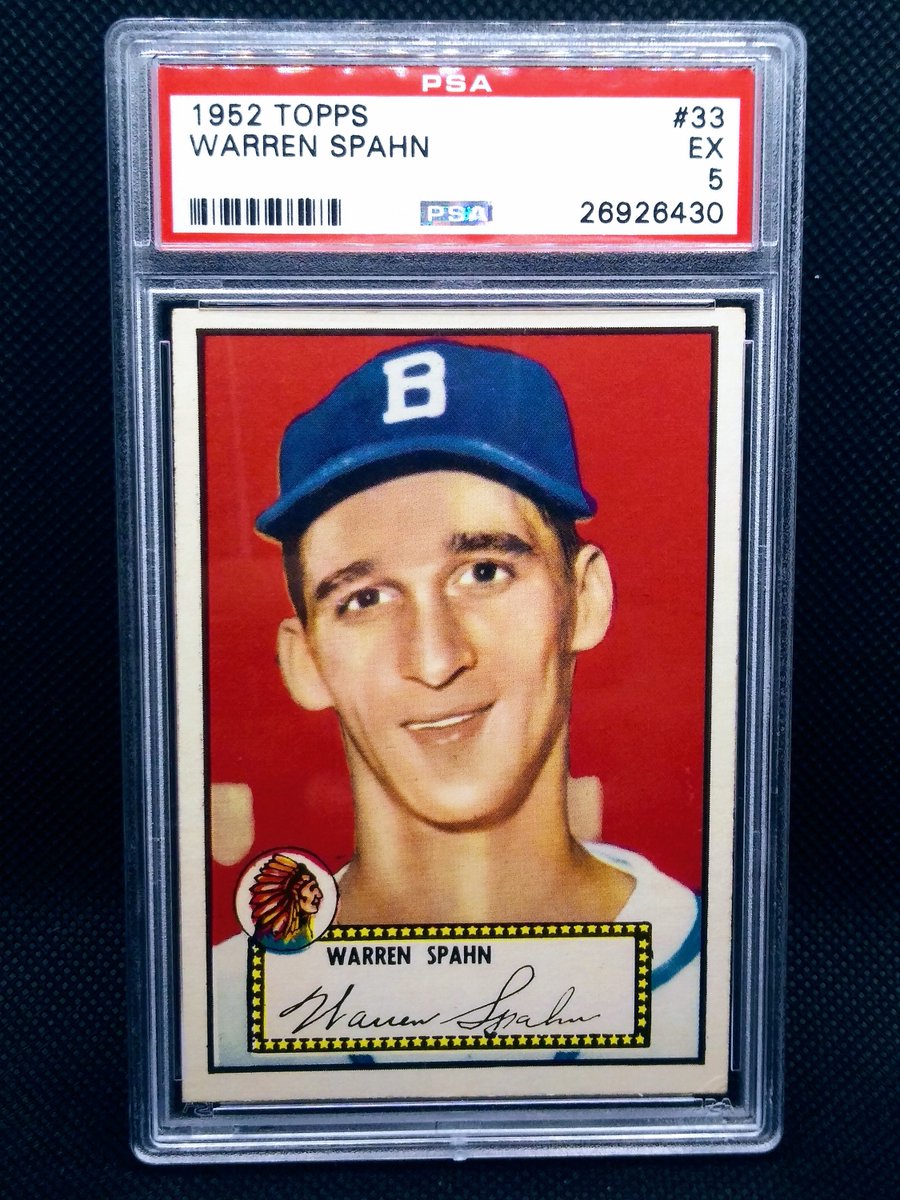 Excited to share the latest addition to my #etsy shop: 1952 Topps Baseball #33 Warren Spahn Boston Braves Hall of Fame PSA 5 Ex Beautiful Color Great Centering etsy.me/3YWC7uO #birthday #christmas #1952topps #vintagetopps #mickeymantle #warrenspahn #boston