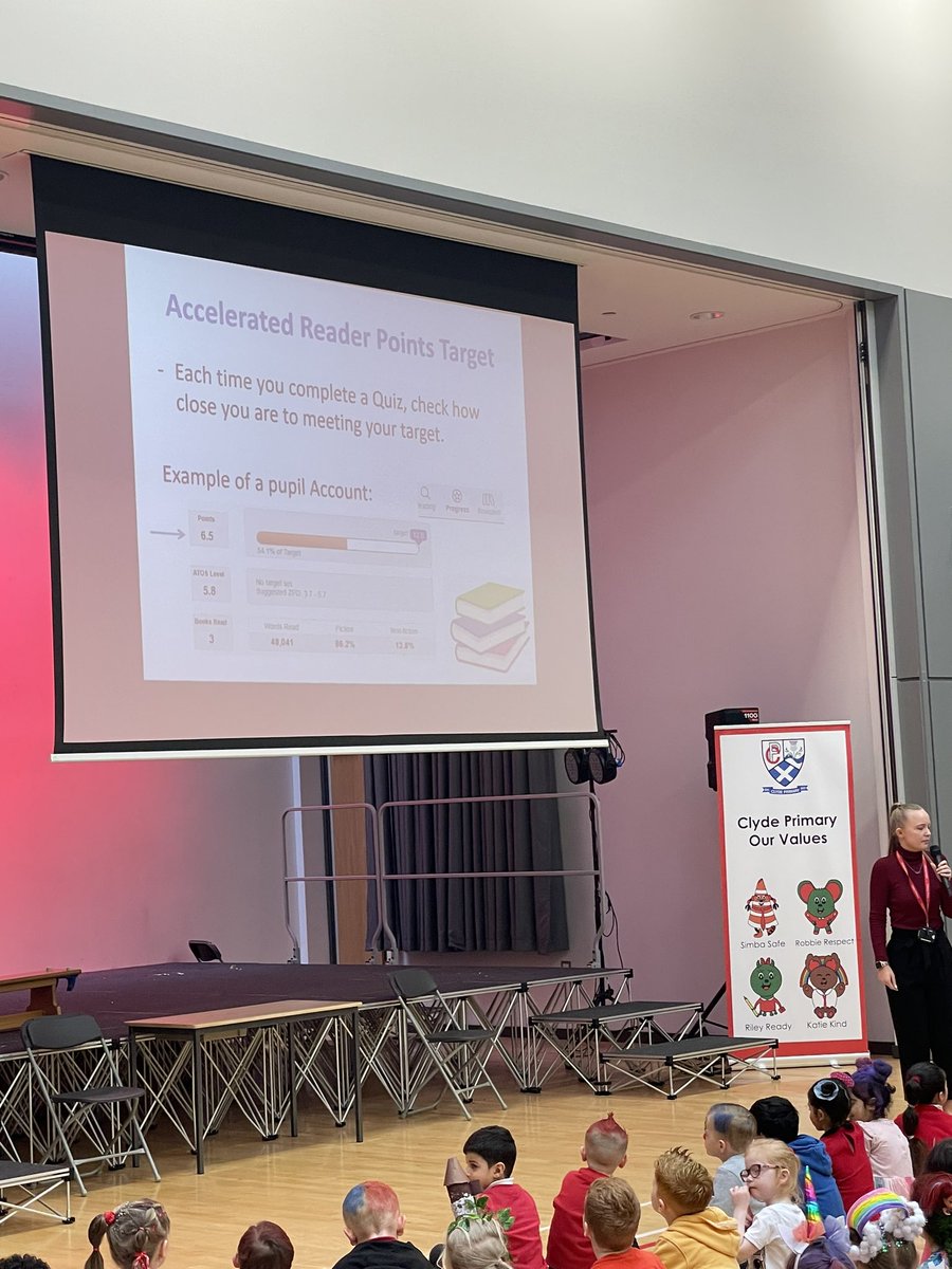 ClydePrimary's tweet photo. @MissBarrowman1 leading on the introduction of our @AccReader Targets #ReadingImprovement #RaisingAttainment 📚🎯🏆🏅 https://t.co/xcWUxoINYT