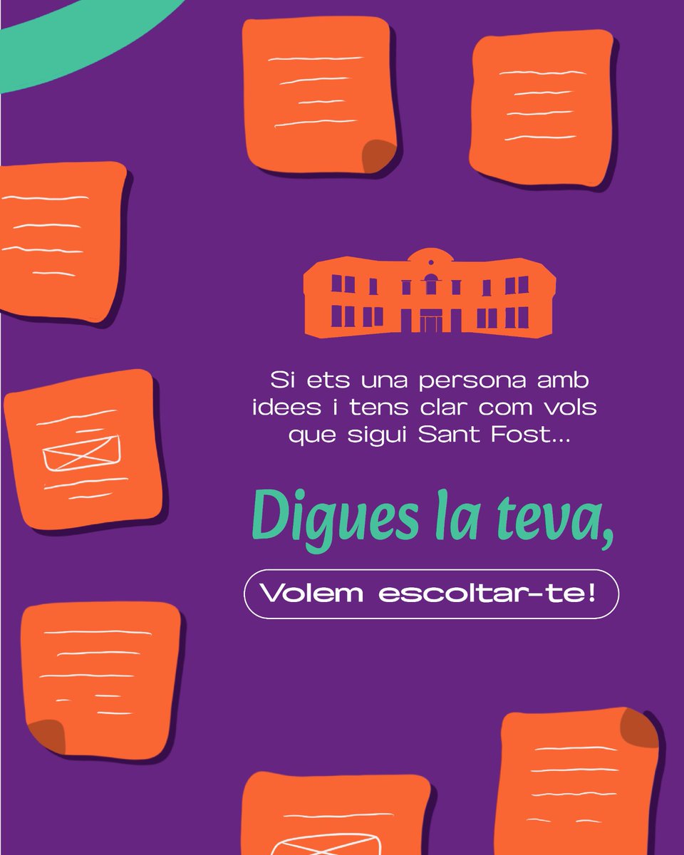 santfostecp's tweet photo. T’AGRADARIA APORTAR IDEES QUE MILLORIN SANT FOST?👇🏻 Ajuda’ns a omplir el poble d’Il·lusions!💜

Des de Sant Fost amb Il·lusió - En Comú Podem, volem donar-vos veu, als veïns i les veïnes de Sant Fost, [...]

🔗https://t.co/3t0YOW9A8v

Obrim fil 👇🏻 (1/4) https://t.co/QEozJksecO