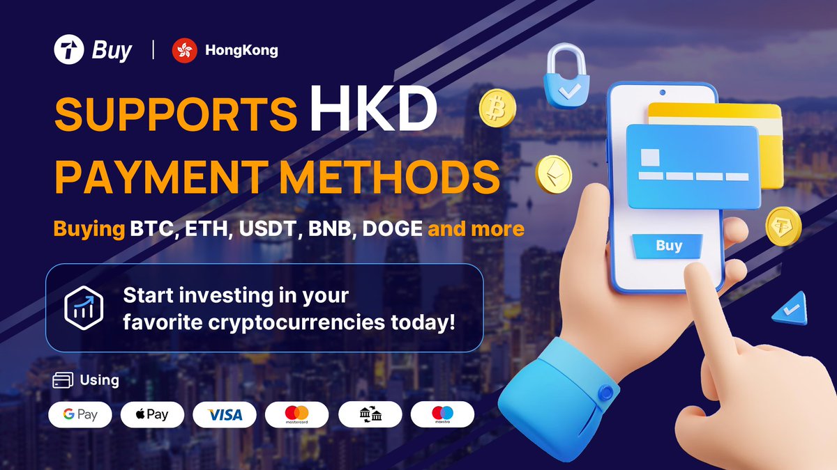 TransitFinance's tweet photo. #TransitBuy is thrilled to announce that our platform now accepts #HKD payments via Visa, Mastercard, Google Pay, and Apple Pay, making it easier than ever for Hong Kong-based crypto enthusiasts to buy popular digital assets such as #BTC,#ETH, #USDT, #BNB, and #DOGE🚀💰 🇭🇰🇭🇰🇭🇰 https://t.co/uwkyYyUepp