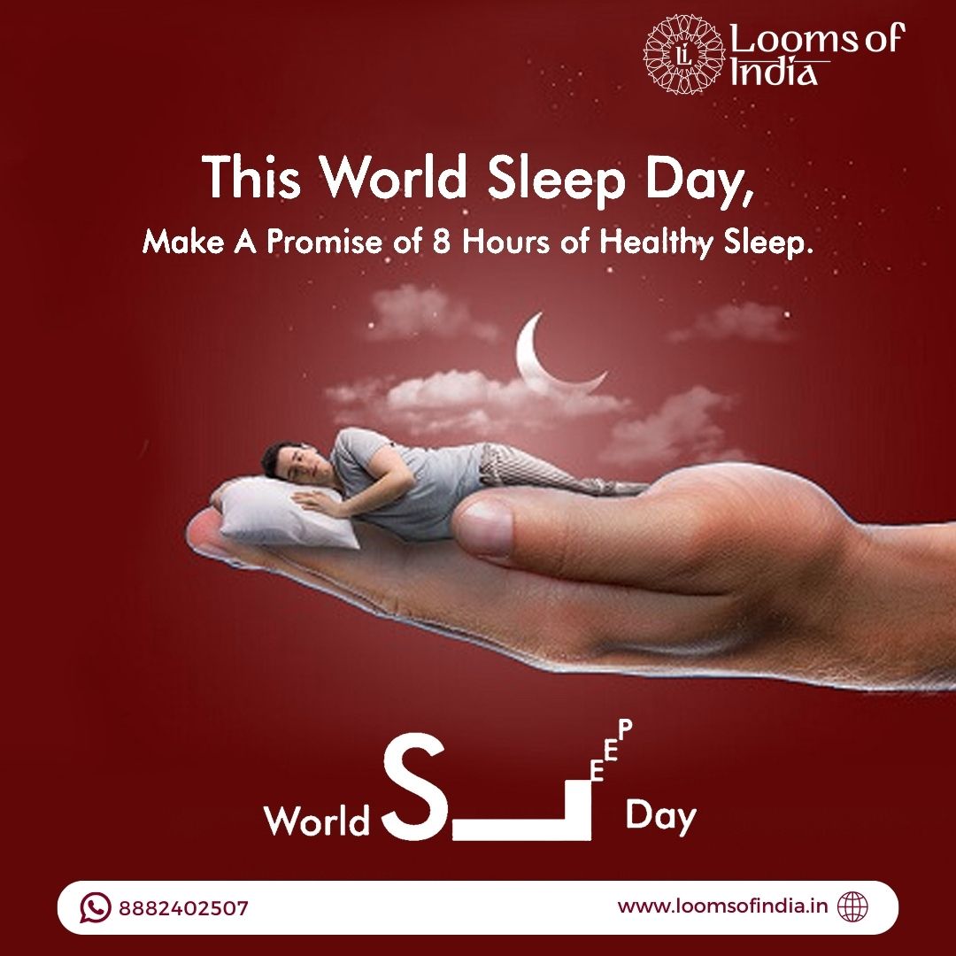 LoomsofIndia's tweet photo. Catch some Zzzz's this weekend! 

Sleeping is like medicine, if it's taken on time, it cures most of your problems. 

#loomsofIndia #worldsleepday #worldsleepingday #worldsleep #worldsleepdaytoday #worldsleepdayinternational https://t.co/V7PbsVIGxp